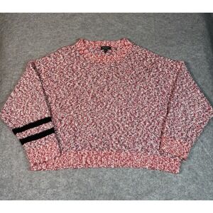 Rag & Bone Red Marled Boucle Knit Sweater Women S Red White Blue Varsity Stripe